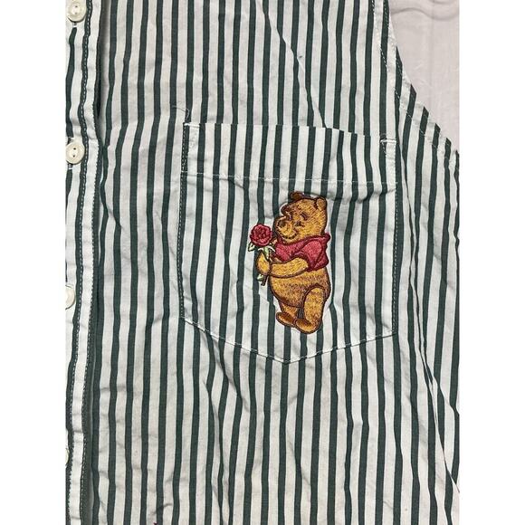 VTG Disney Winnie the Pooh Embroidery Sleeveless Top Striped Collar Size Small - Picture 2 of 7